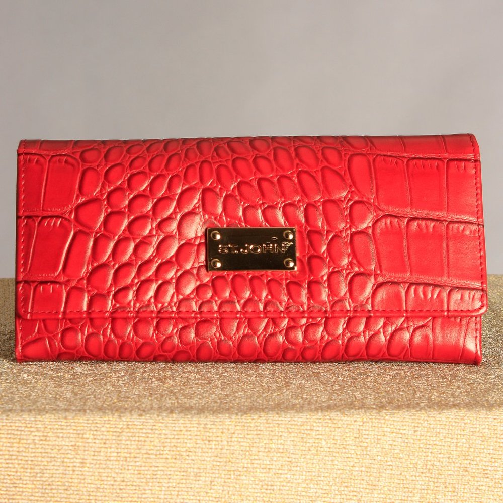 St John Red Croc Leather Wallet